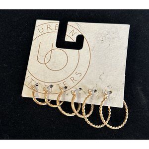 URBAN OUTFITTERS Gold Tone Hoop Earrings 3 pair, Different Sizes